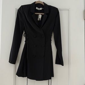 Black lace up side mini blazer dress